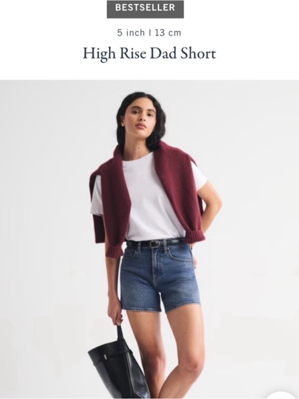 ABERCROMBIE & FITCH HIGH RISE DAD DENIM SHORTS LIGHT BLUE DENIM